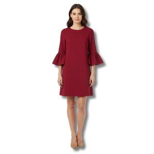 Alice + Olivia Coley Bell Sleeve Mini Dress EUC Bordeaux Red 14 Lined Cocktail